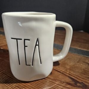 Rae Dunn White 'TEA' Ceramic Mug with Black Lettering